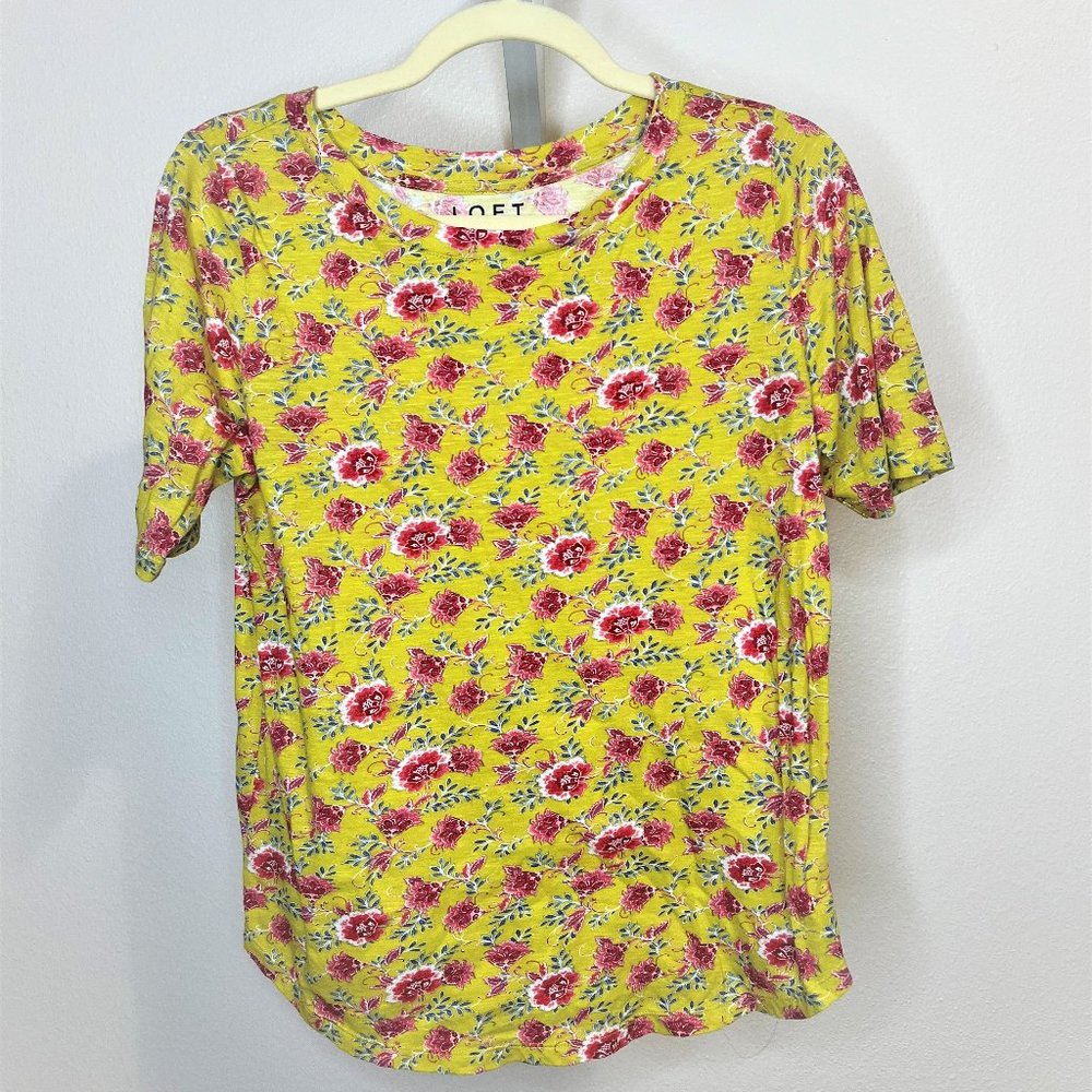 Yellow Summer Floral Top - LOFT - Size S
